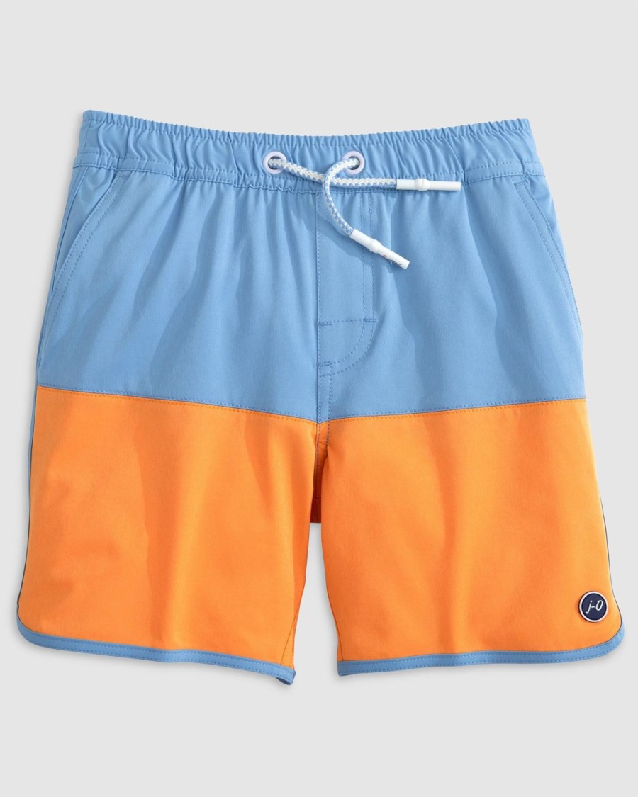 Kids johnnie-O Swim | Half Elastic Jr. Surf Shorts - Scalloped Hem Tully Maliblu