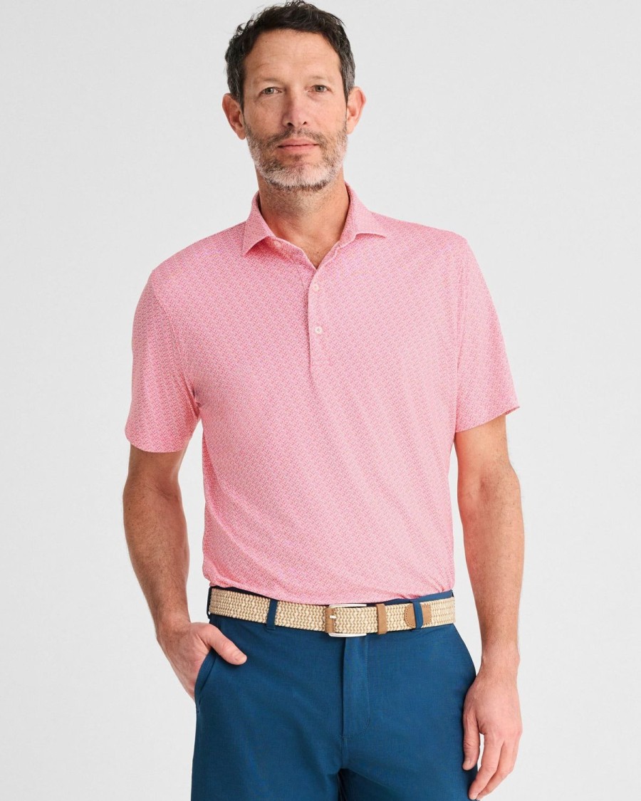 Men johnnie-O Polos | Zazu Printed Jersey Performance Polo Azalea