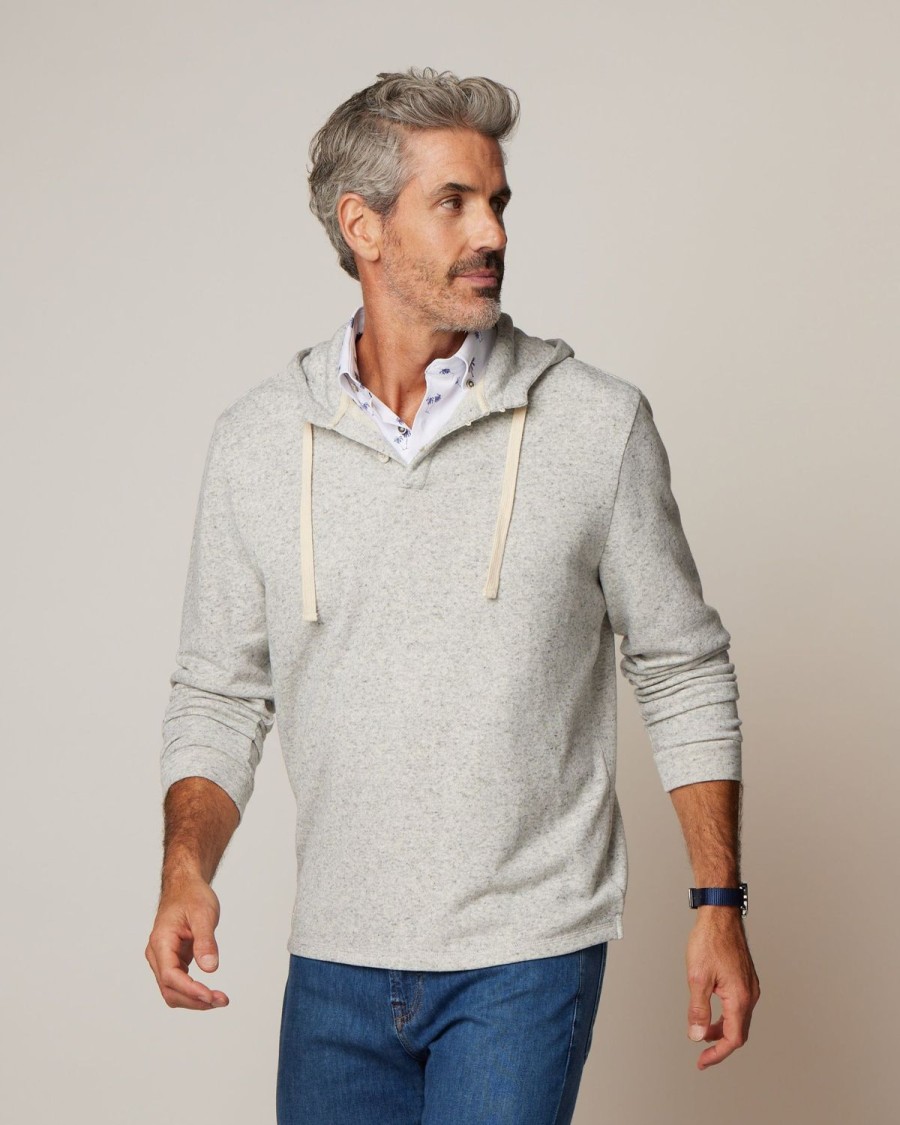 Men johnnie-O Sweatshirts & Hoodies | Kampton Henley Hoodie Pullover Light Gray