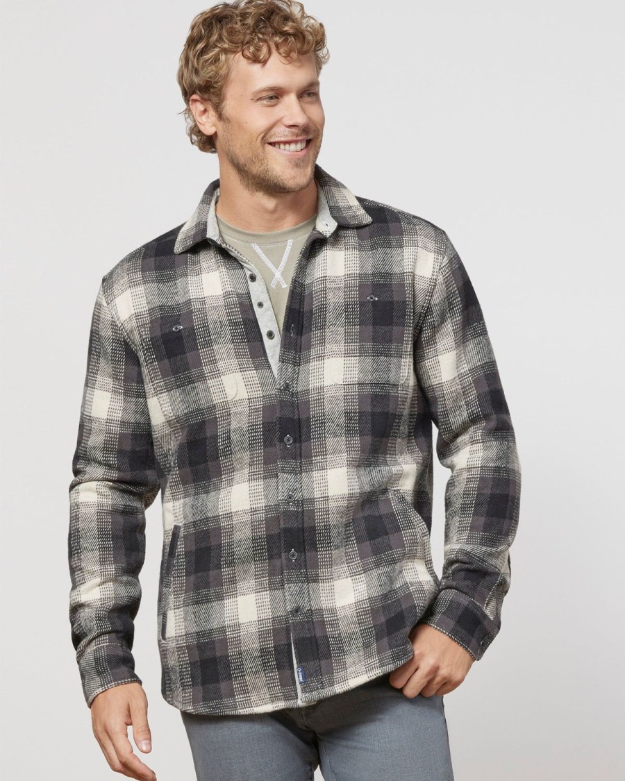 Men johnnie-O Button Up Shirts | Jerome Flannel Shacket Charcoal