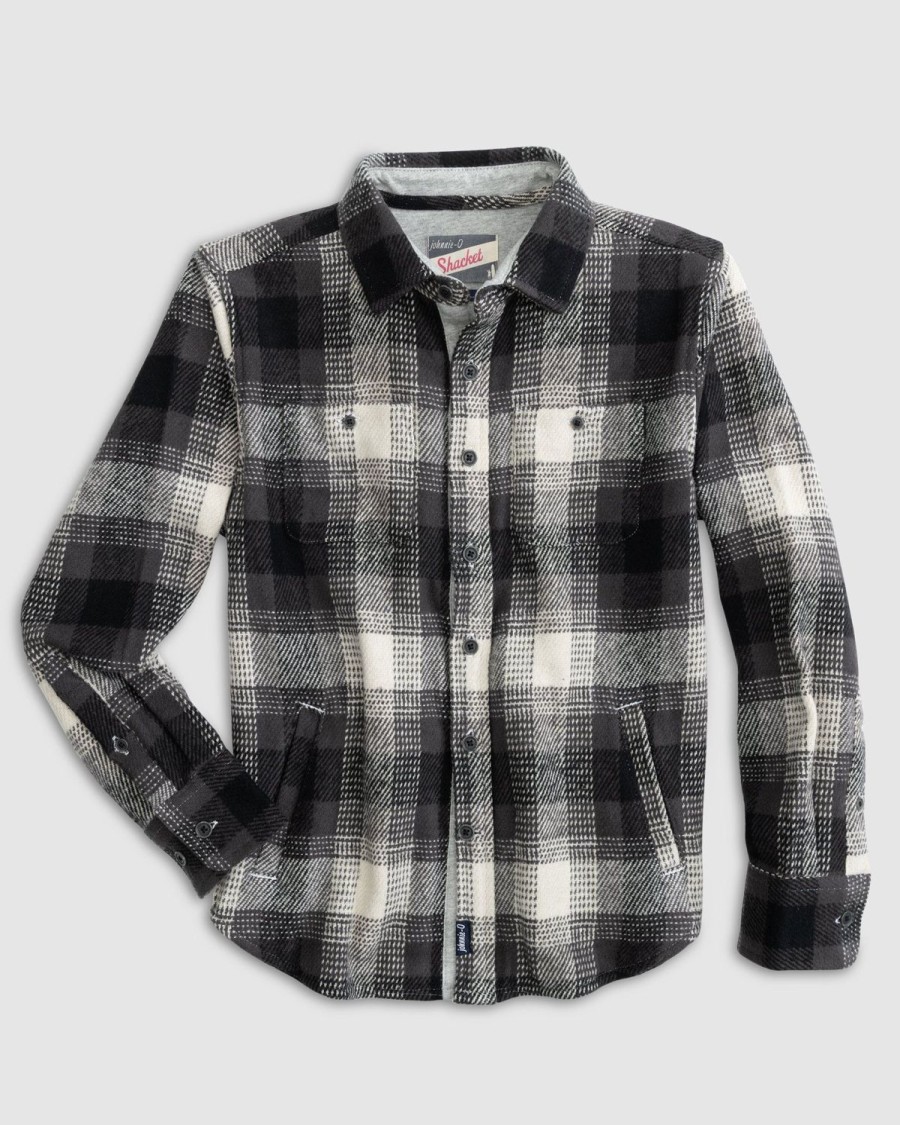 Kids johnnie-O Button Up Shirts | Jerome Jr. Flannel Shacket Charcoal