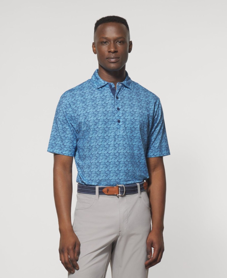 Men johnnie-O Polos | Sanford Printed Cotton Blend Performance Polo Maliblu