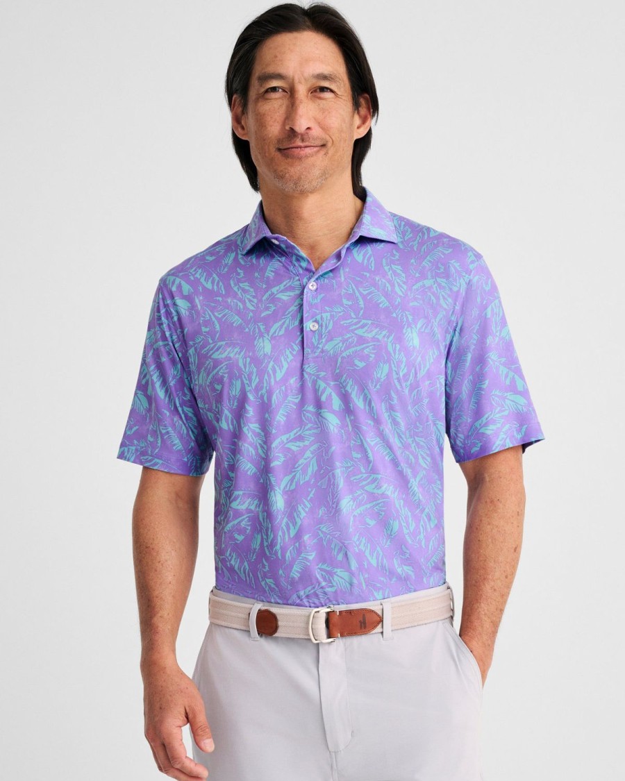 Men johnnie-O Polos | Lemma Printed Featherweight Performance Polo Boysenberry