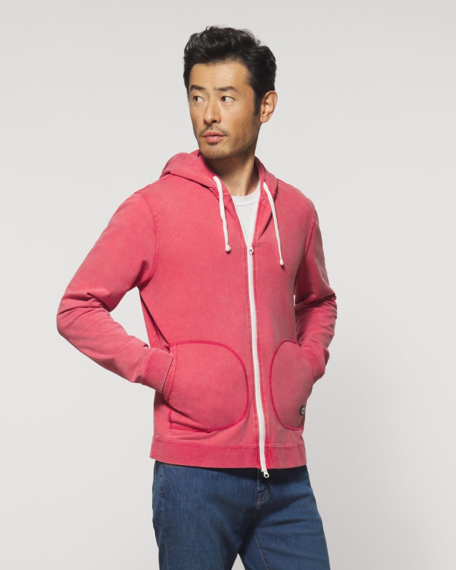 Men johnnie-O Sweatshirts & Hoodies | Sampson Full Zip Hoodie Malibu Red