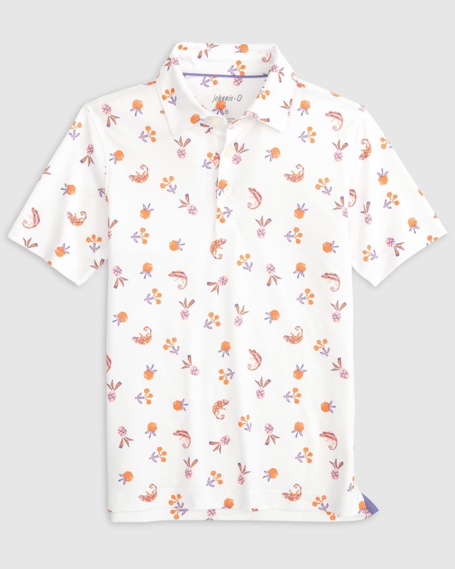 Kids johnnie-O Polos | Flynn Jr. Printed Jersey Performance Polo White