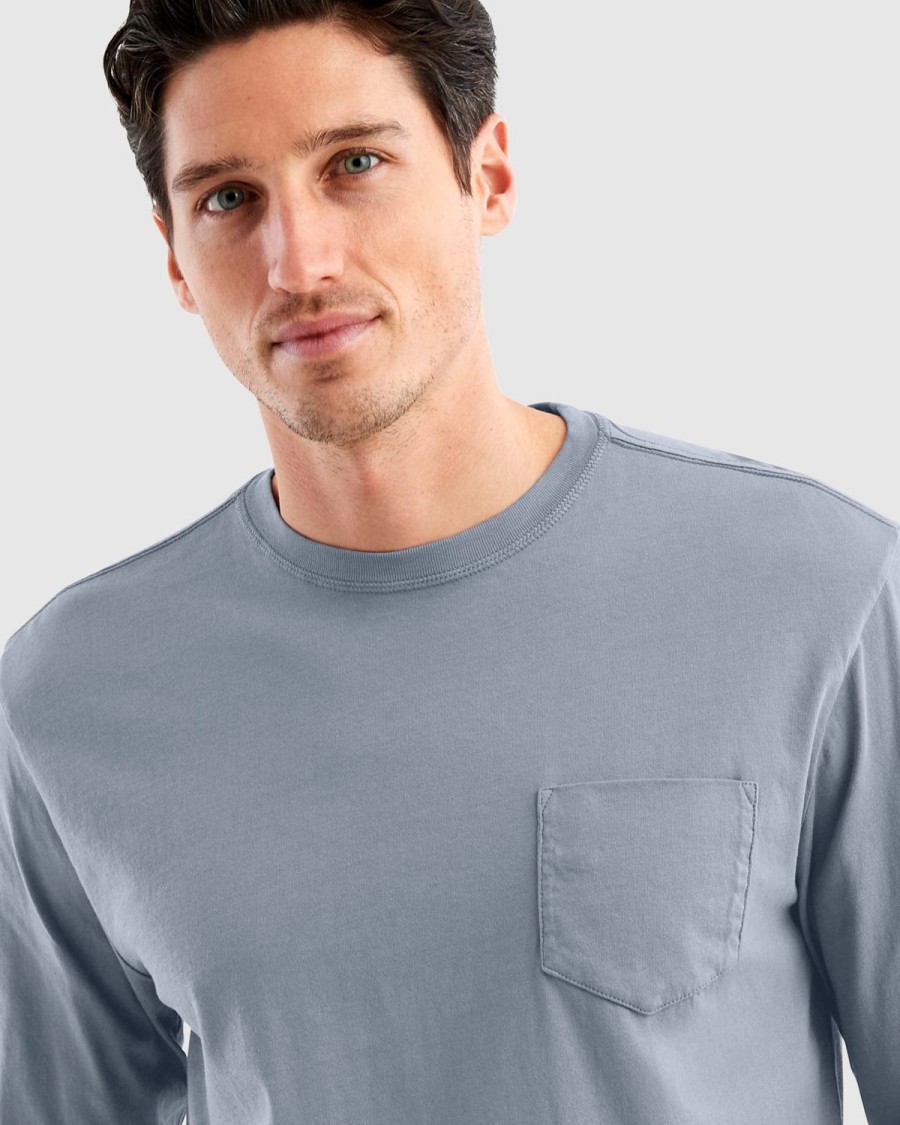 Men johnnie-O T-Shirts | Mulder Long Sleeve T-Shirt Steel