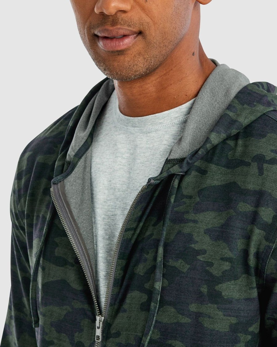 Men johnnie-O Sweatshirts & Hoodies | Ranch Camo Microfleece Full Zip Hoodie Pine