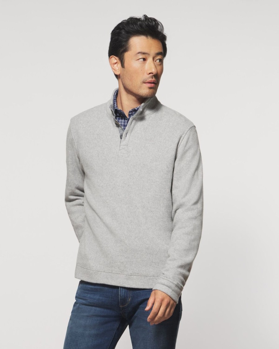 Men johnnie-O Sweatshirts & Hoodies | Brevard Cotton Henley Pullover Light Gray