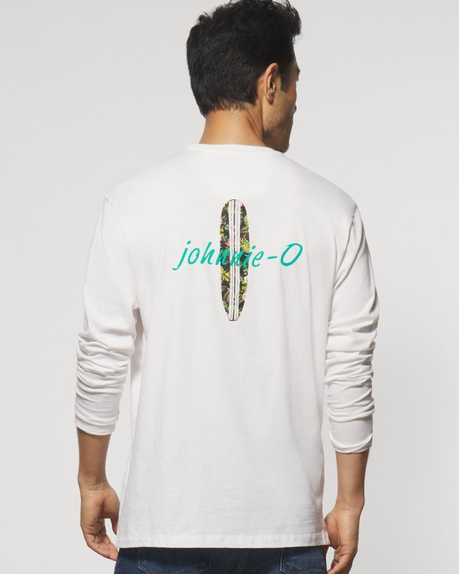 Men johnnie-O T-Shirts | Aloha Board Long Sleeve Graphic T-Shirt White