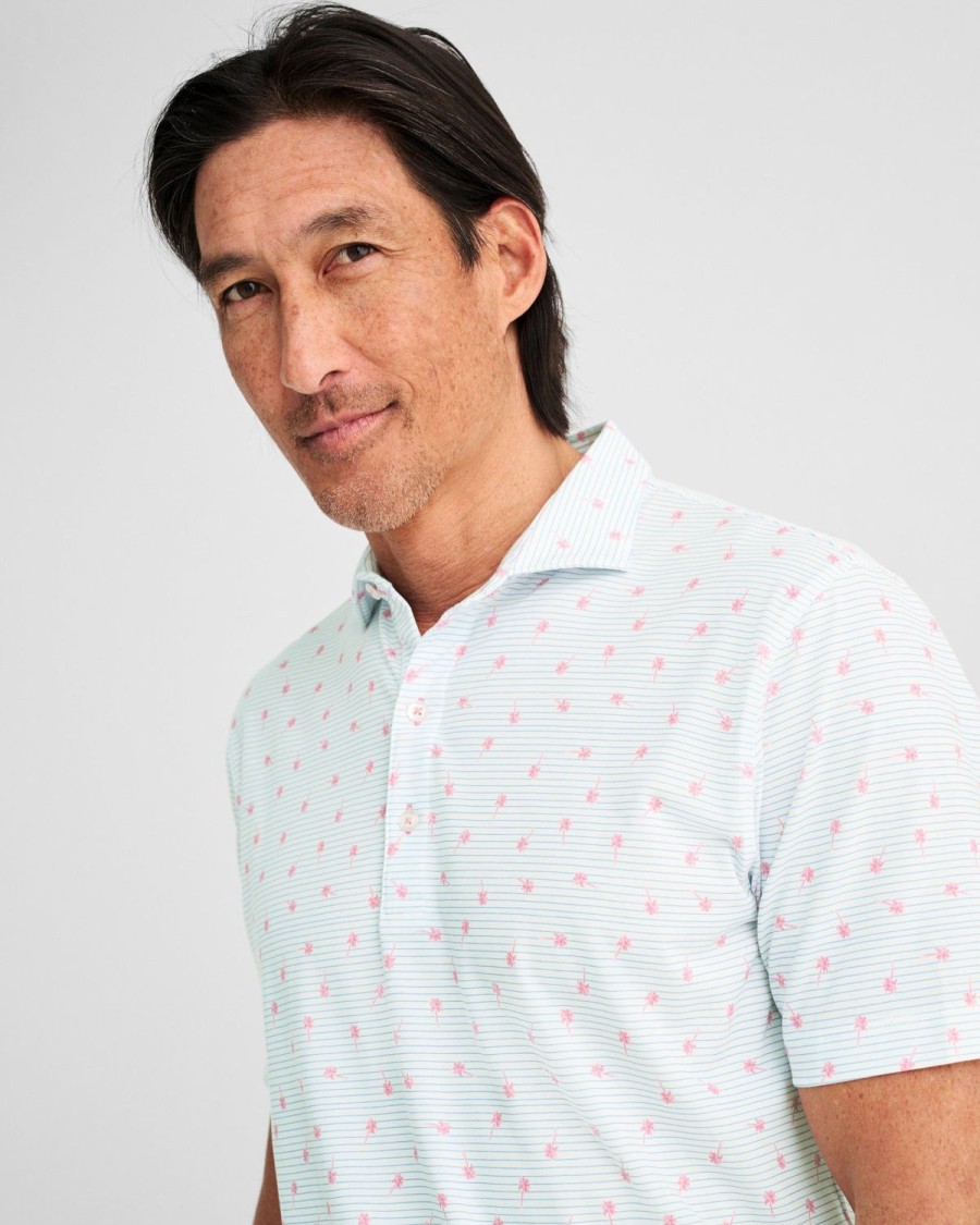 Men johnnie-O Polos | Palm Springs Striped Top Shelf Performance Polo Azalea