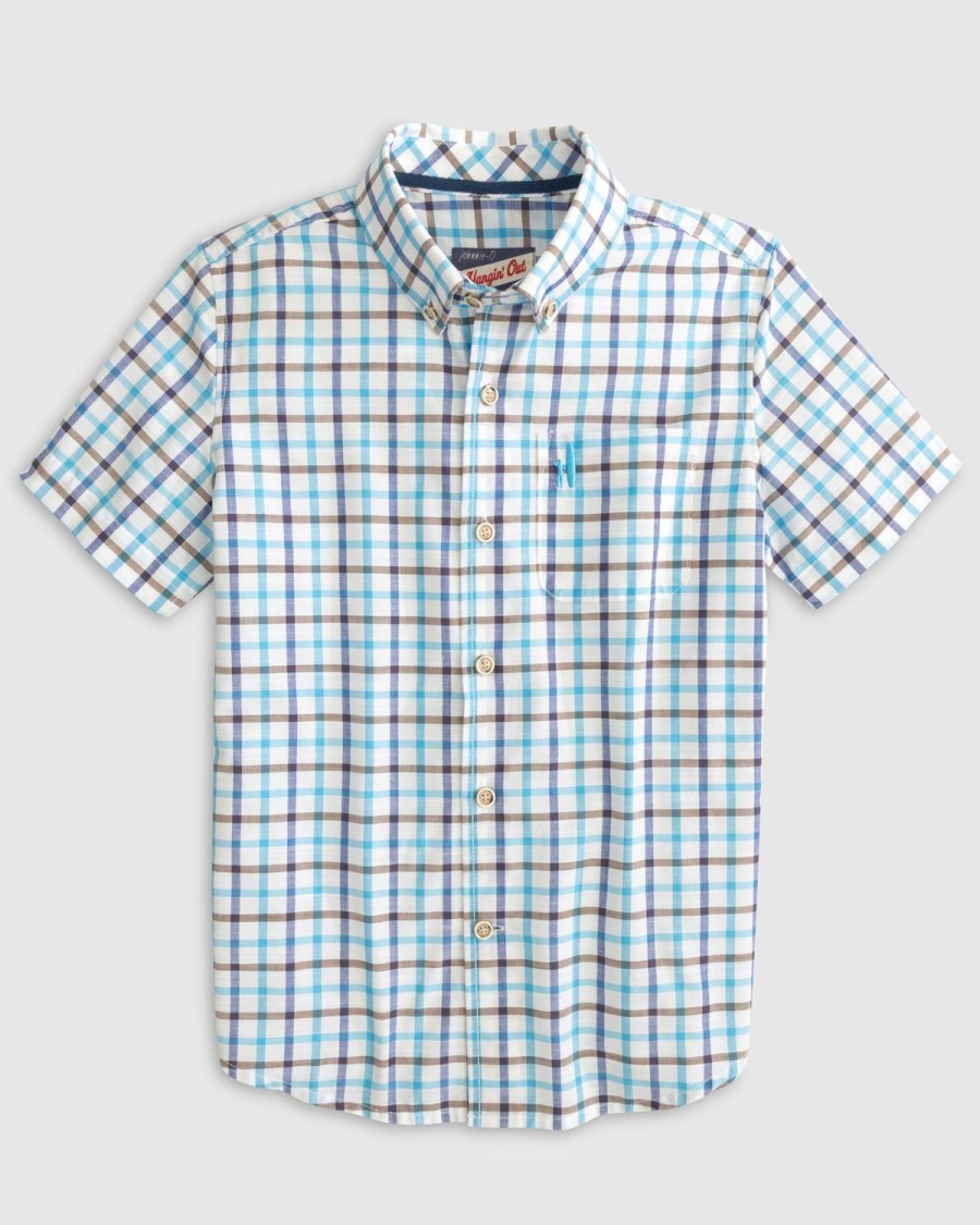 Kids johnnie-O Button Up Shirts | Mardy Jr. Short Sleeve Button Up Shirt Bondi Blue