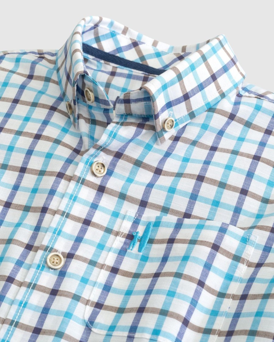 Kids johnnie-O Button Up Shirts | Mardy Jr. Short Sleeve Button Up Shirt Bondi Blue