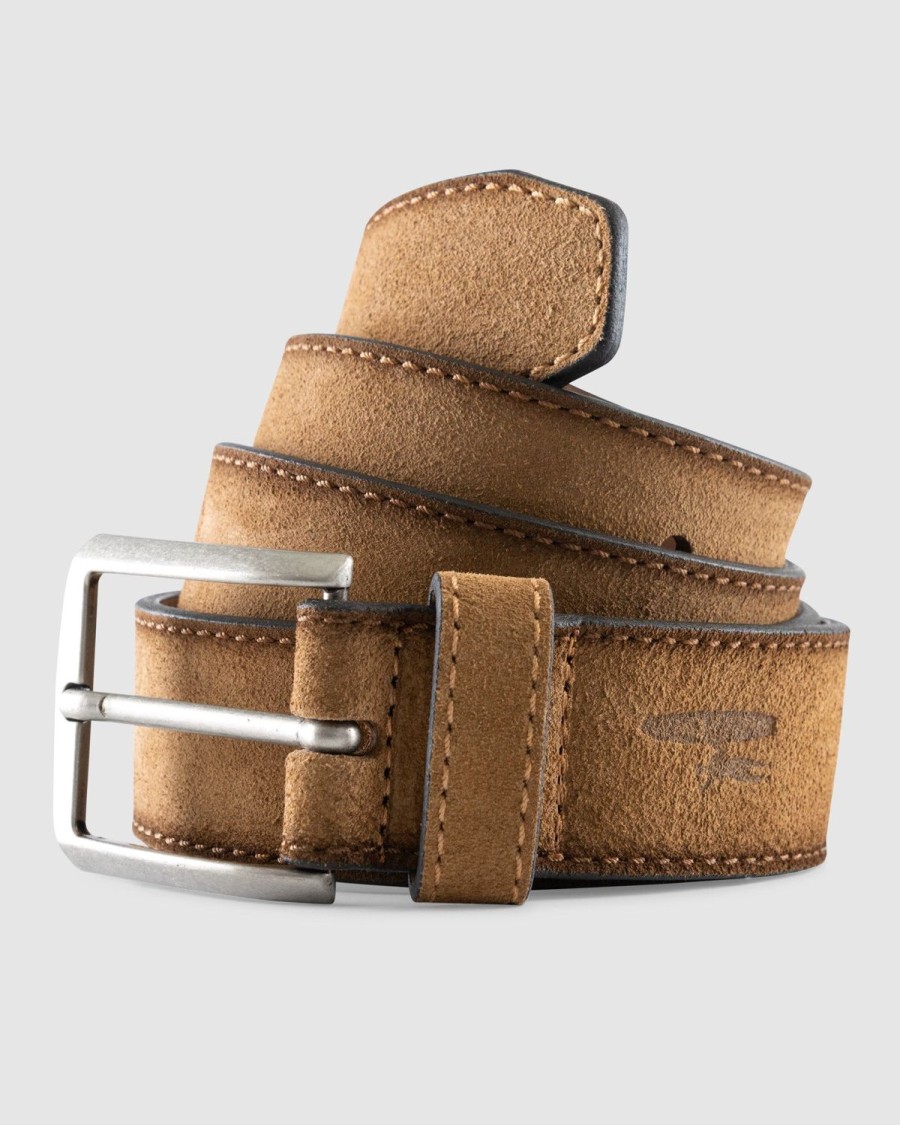 Men johnnie-O Belts | Vintage Suede Leather Belt Taupe