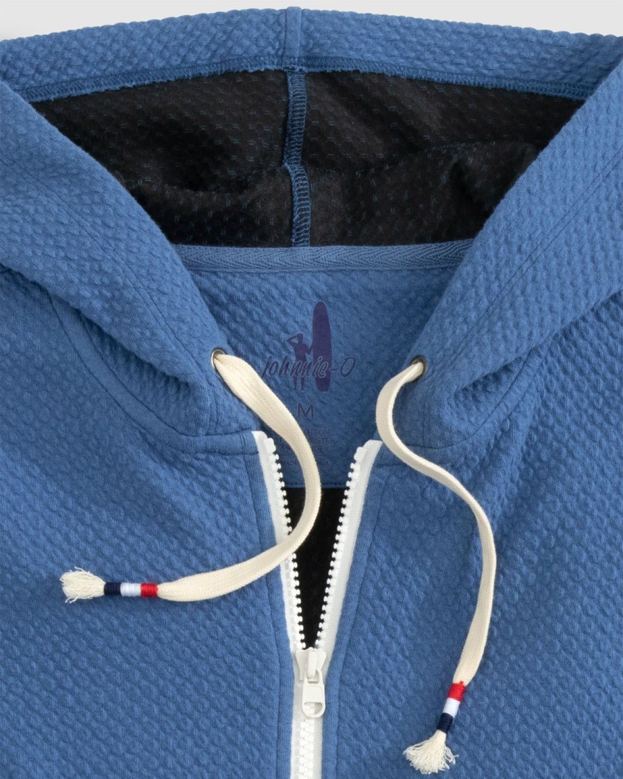 Men johnnie-O Sweatshirts & Hoodies | Georgie Drawstring 1/4 Zip Hoodie Laguna Blue