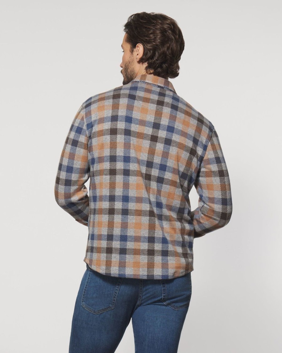 Men johnnie-O Jackets | Coggins Stretch Flannel Lodge Shirt Light Gray