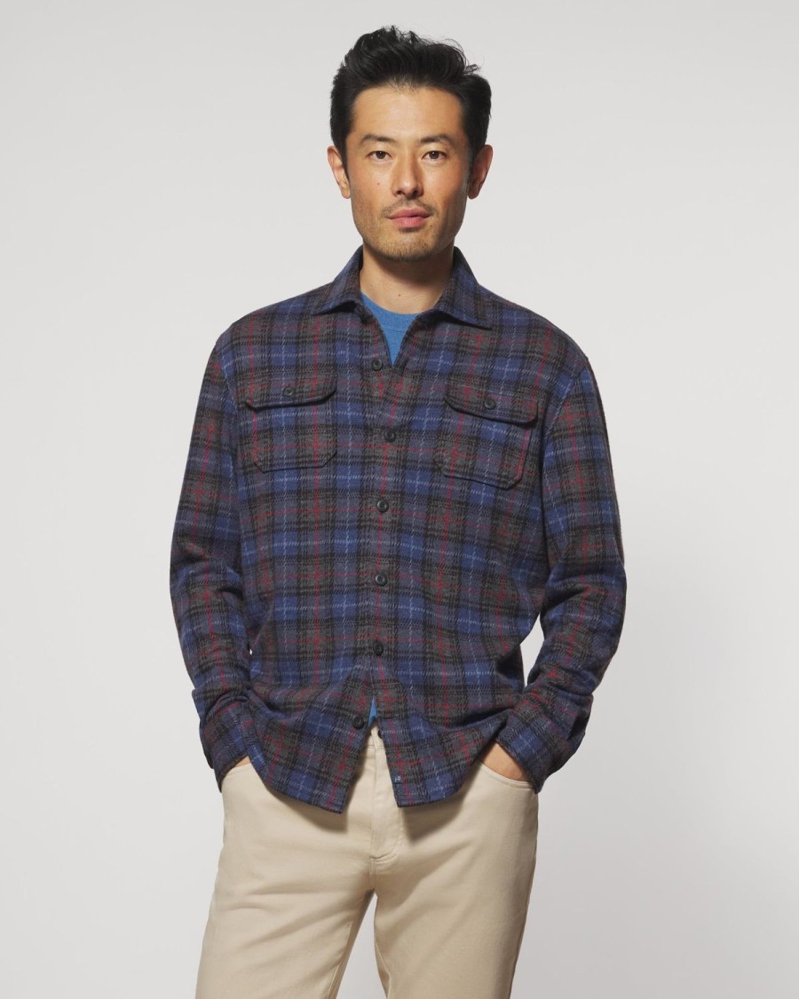 Men johnnie-O Jackets | Demarco Stretch Flannel Lodge Shirt Midnight