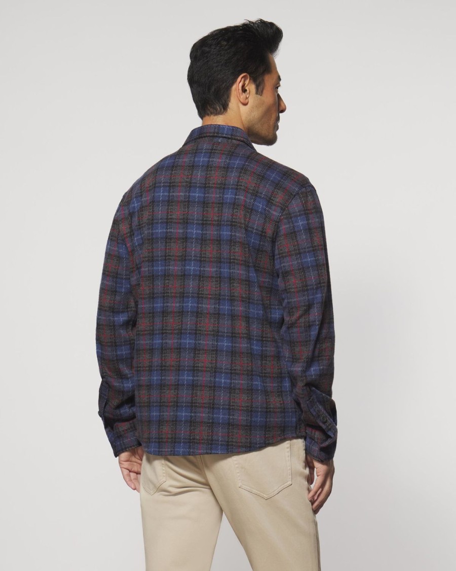 Men johnnie-O Jackets | Demarco Stretch Flannel Lodge Shirt Midnight