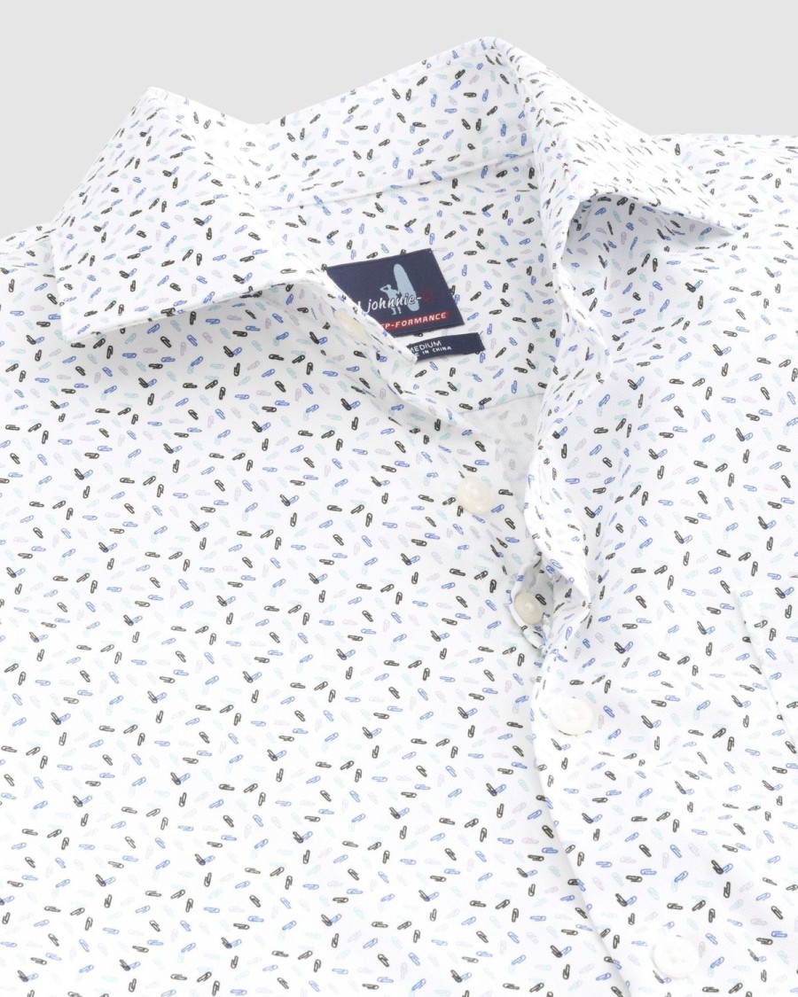 Men johnnie-O Button Up Shirts | Big & Tall Oleson Performance Short Sleeve Button Up Shirt White