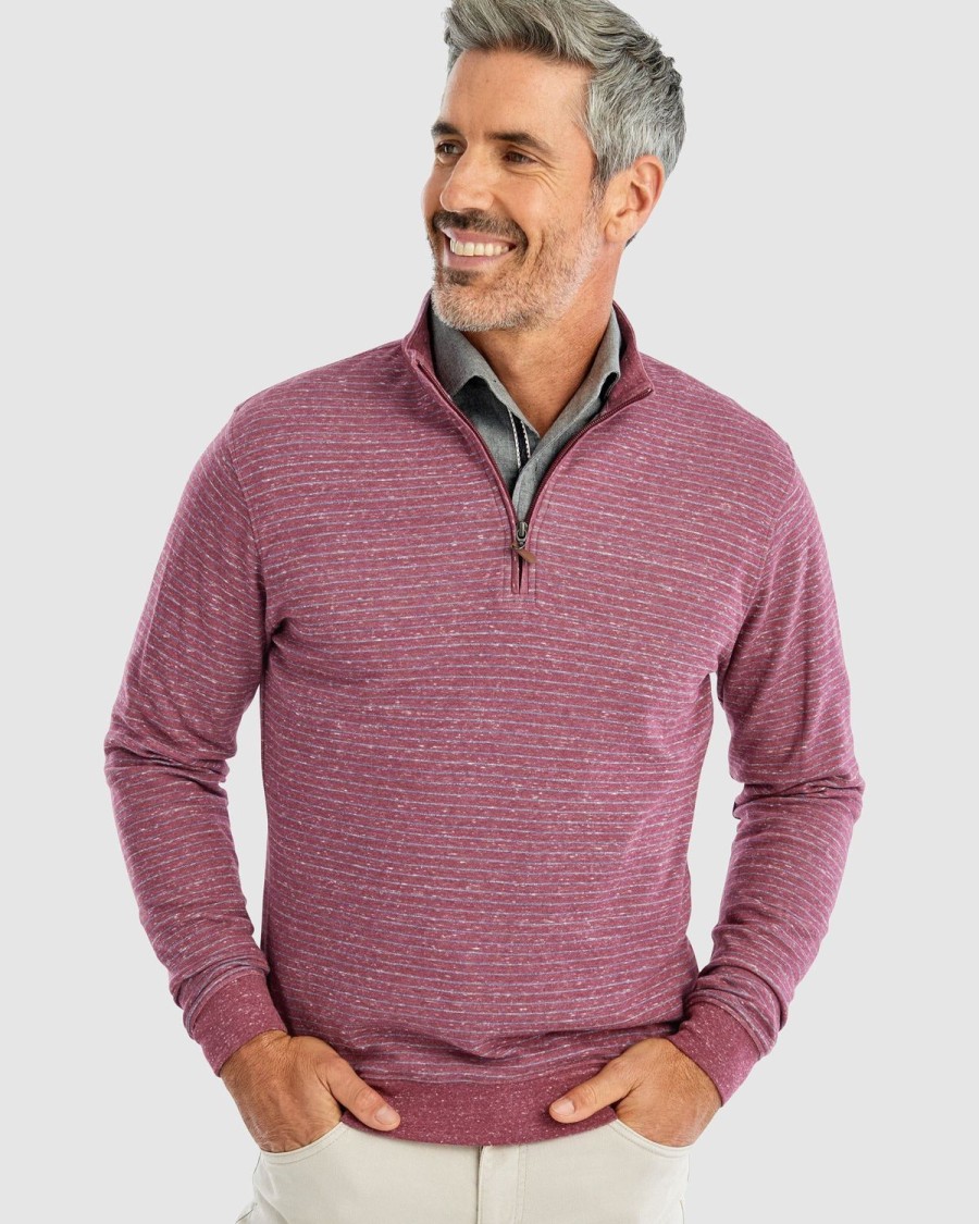 Men johnnie-O Quarter-Zips | Skiles Striped 1/4 Zip Pullover Currant