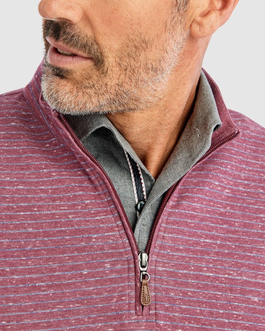 Men johnnie-O Quarter-Zips | Skiles Striped 1/4 Zip Pullover Currant