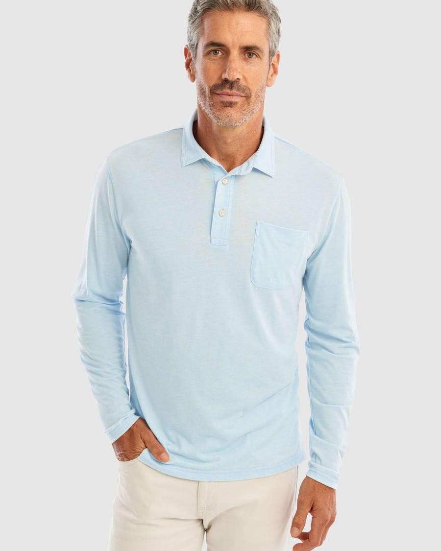 Men johnnie-O Polos | Clay Long Sleeve Polo Gulf Blue