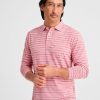 Men johnnie-O Polos | Brannen Striped Long Sleeve Polo Malibu Red