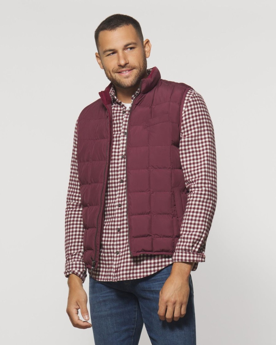 Men johnnie-O Vests | Enfield Zip Front Quilted Puffer Vest Merlot