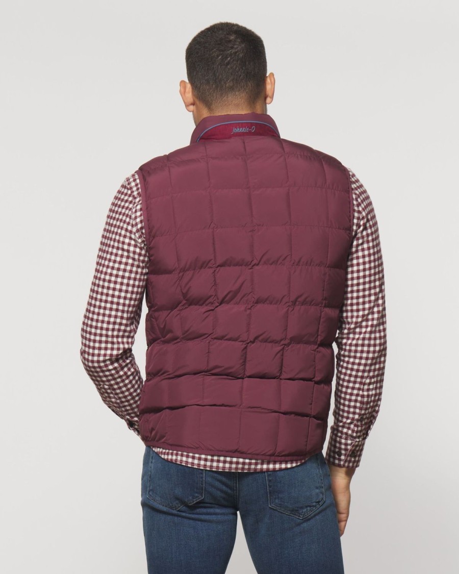 Men johnnie-O Vests | Enfield Zip Front Quilted Puffer Vest Merlot