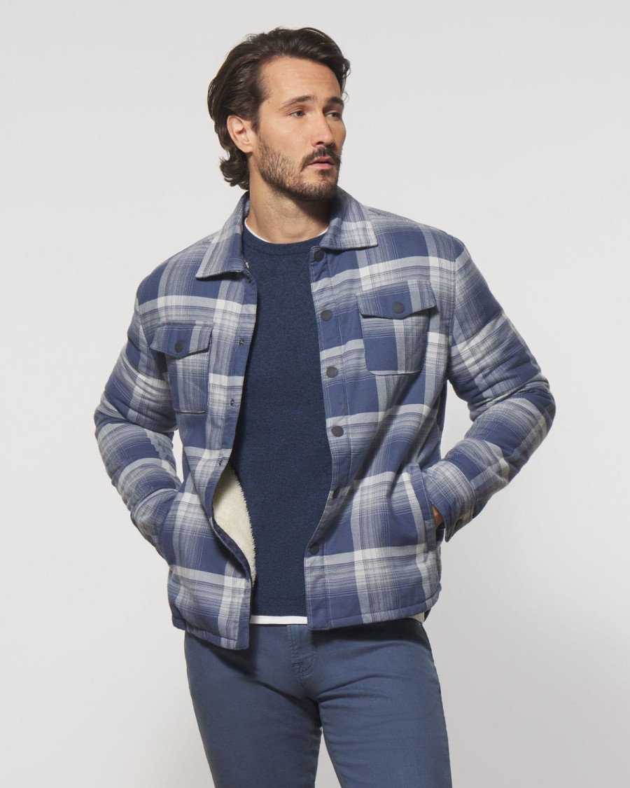 Men johnnie-O Button Up Shirts | Isley Sherpa Lined Flannel Shacket Wake