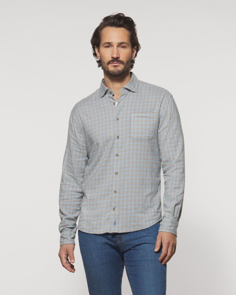 Men johnnie-O Button Up Shirts | Metz Hangin' Out Button Up Shirt Laguna Blue