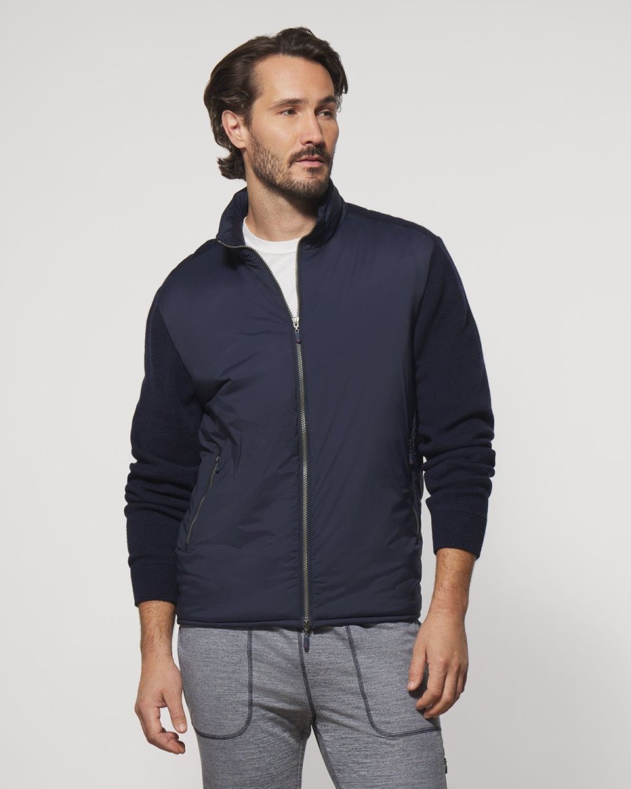 Men johnnie-O Jackets | Lanier Mixed Media Sweater Jacket Twilight