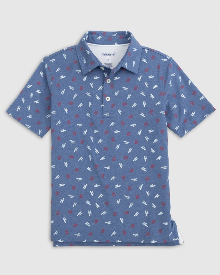 Kids johnnie-O Polos | Jo Flag Jr. Printed Jersey Performance Polo Lake