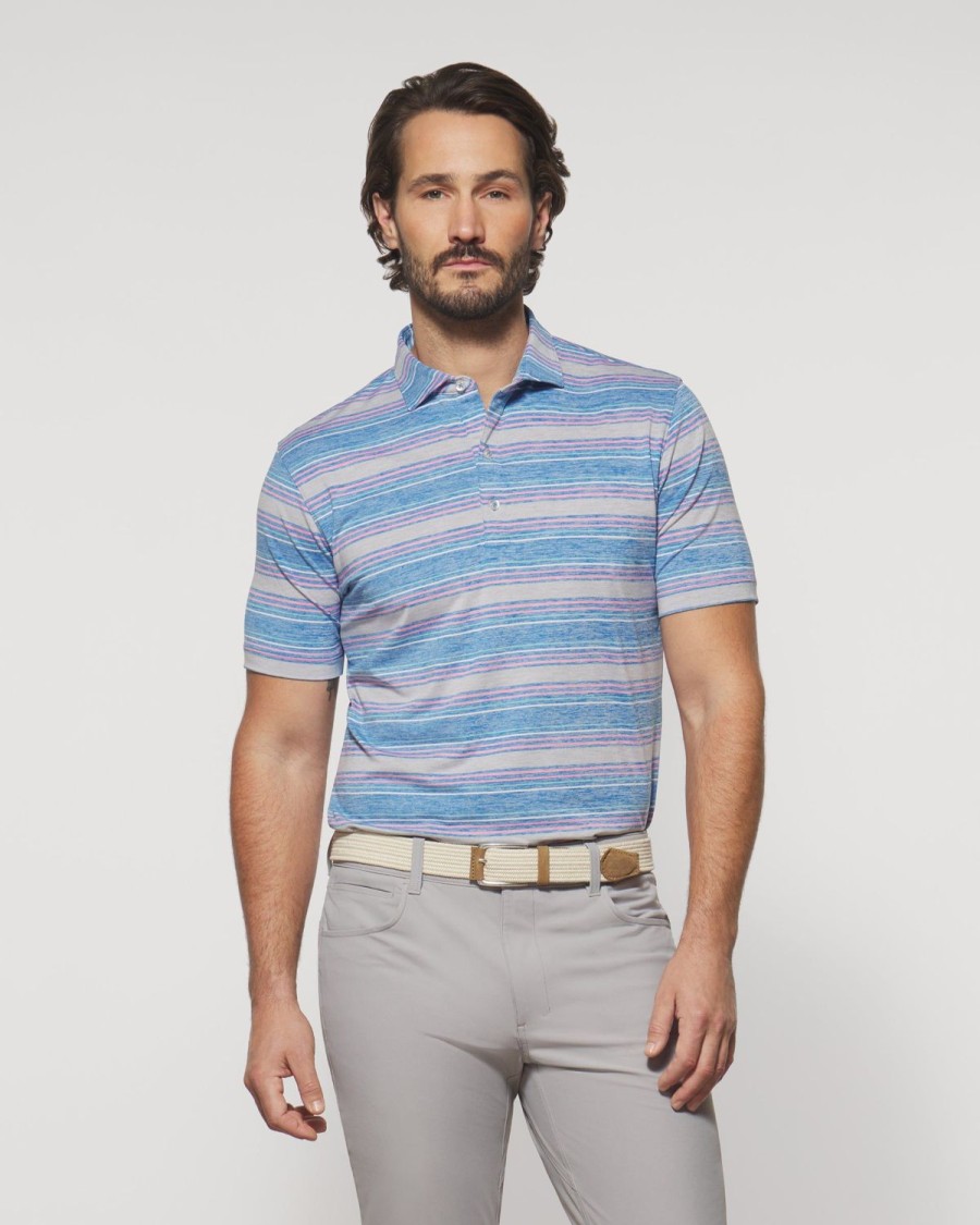 Men johnnie-O Polos | Phineas Striped Jersey Performance Polo Pipeline