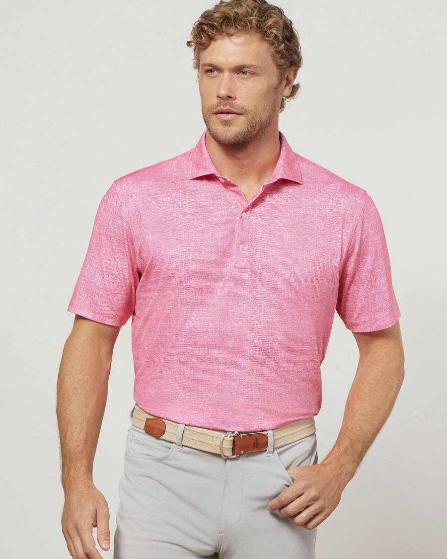 Men johnnie-O Polos | Gibson Printed Jersey Performance Polo Azalea