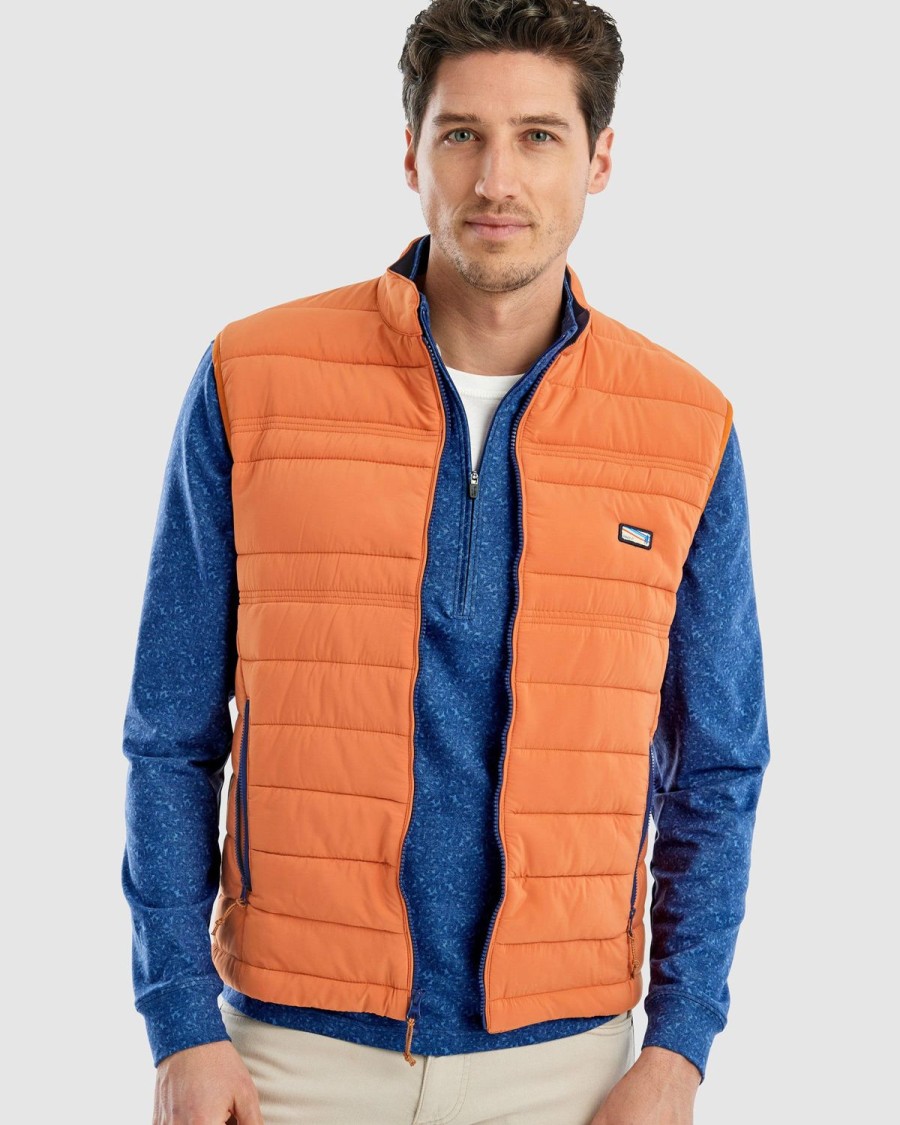 Men johnnie-O Vests | Harwich Lightweight Quilted Puffer Vest Ginger Spice