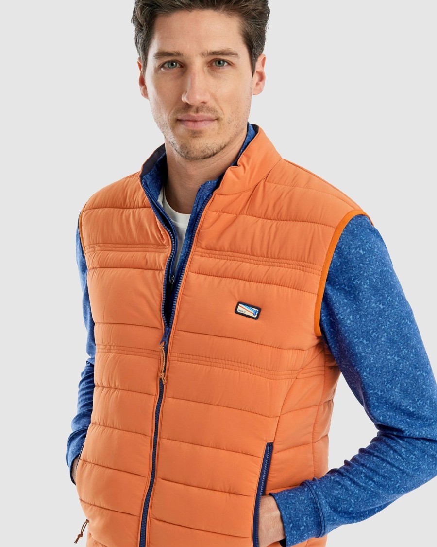 Men johnnie-O Vests | Harwich Lightweight Quilted Puffer Vest Ginger Spice