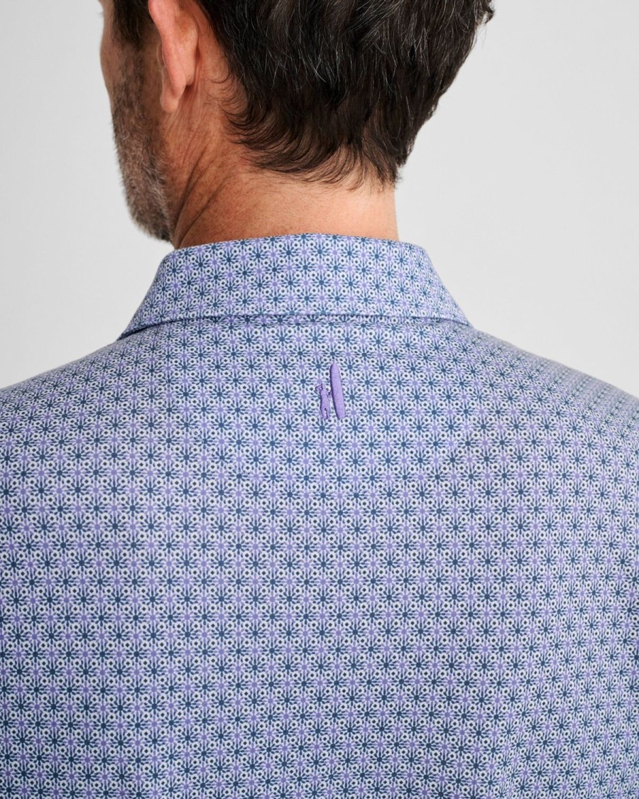 Men johnnie-O Polos | Hales Printed Top Shelf Performance Polo Navy