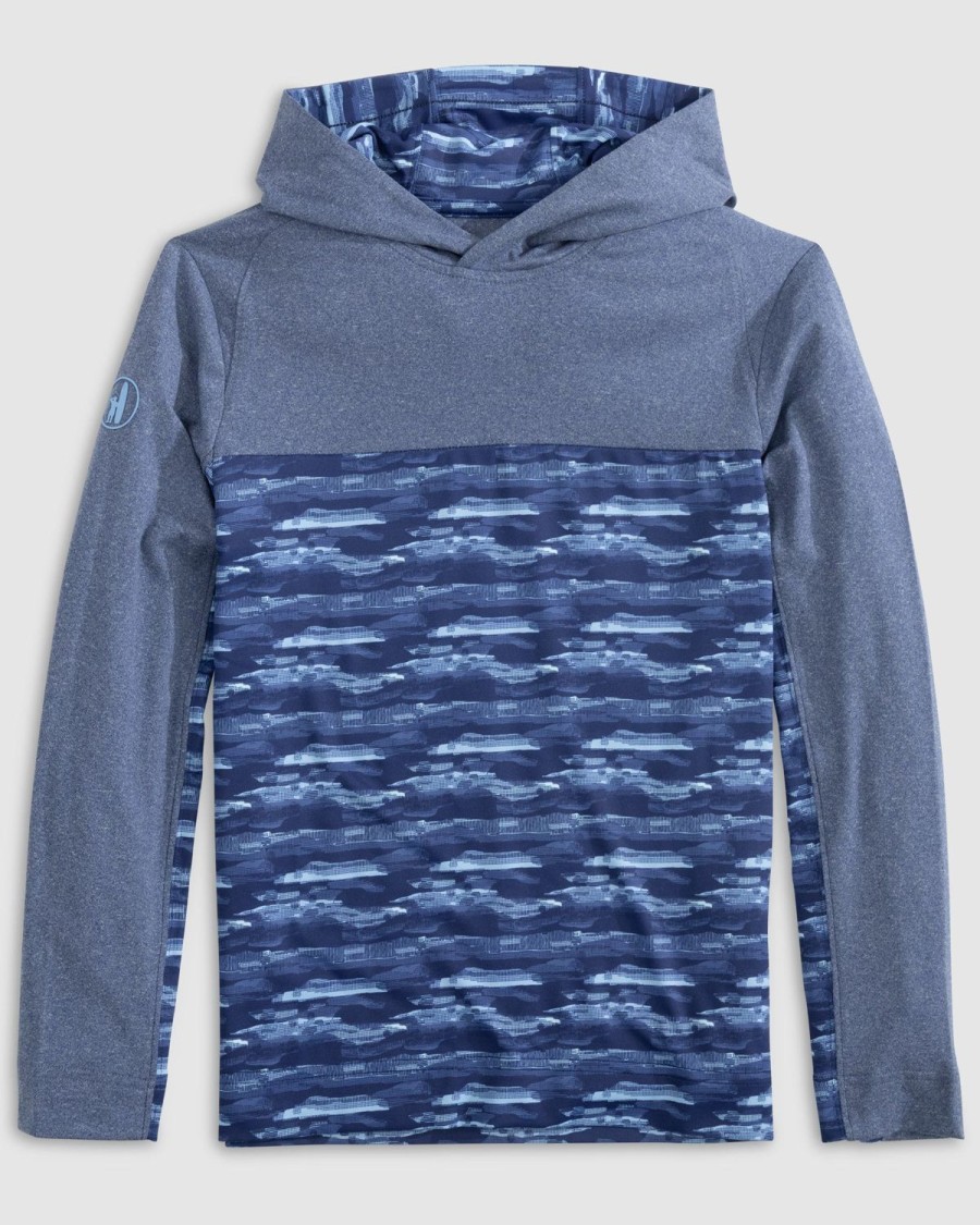 Kids johnnie-O T-Shirts | Braden Jr. Camo Performance Hoodie Navy