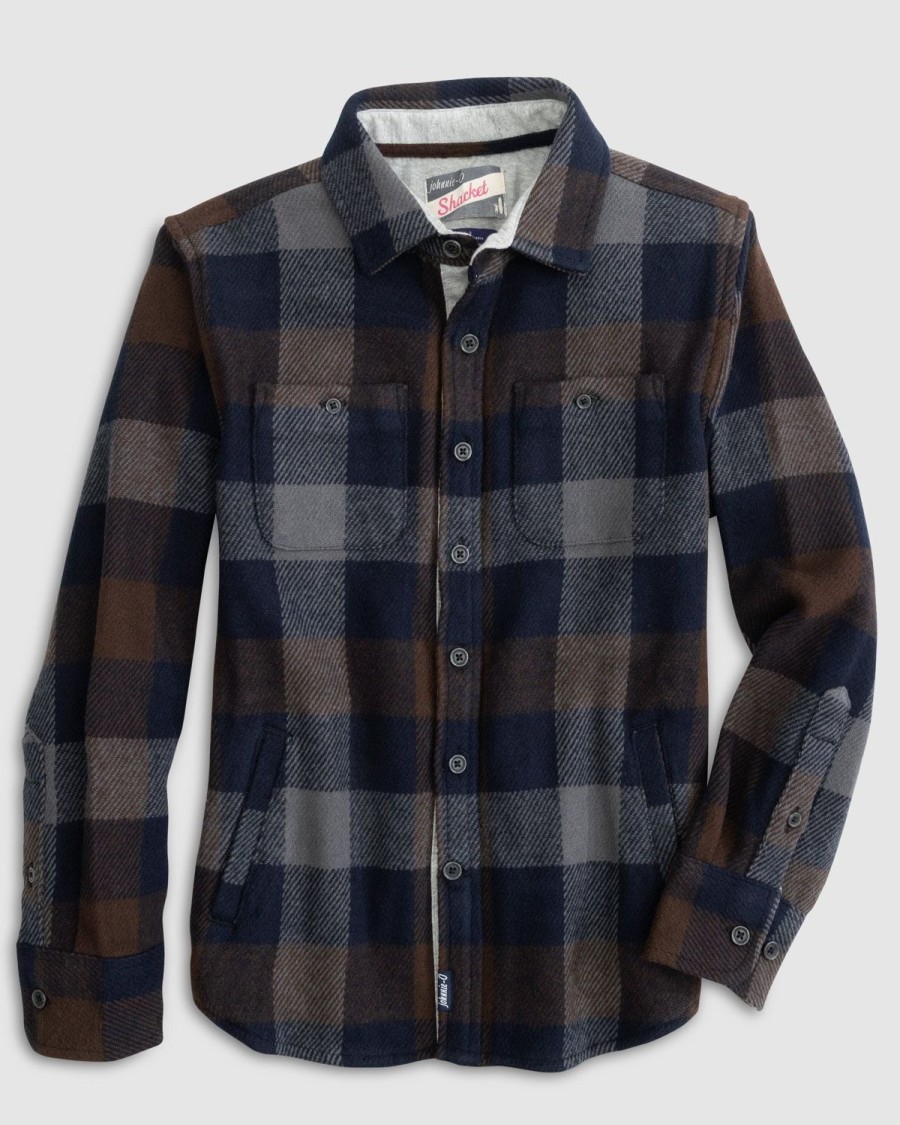 Kids johnnie-O Button Up Shirts | Mossell Jr. Flannel Shacket Charcoal