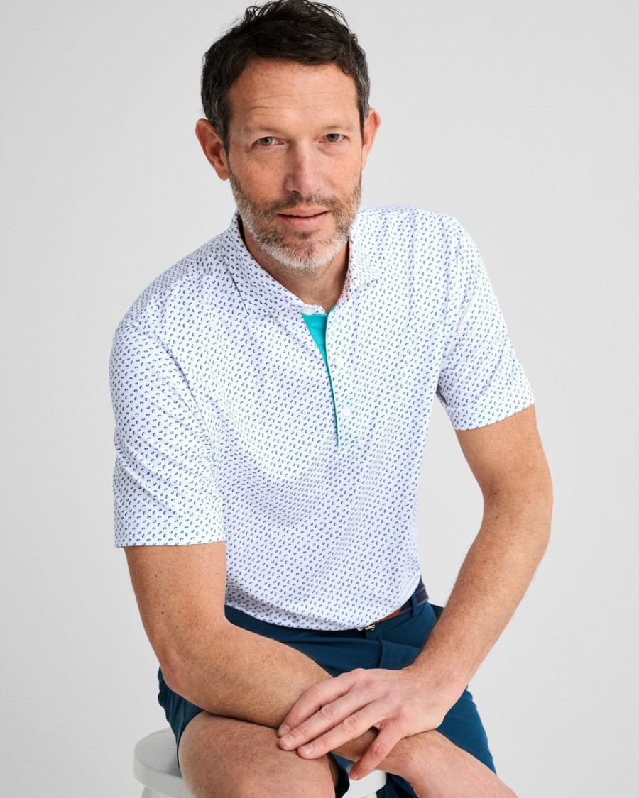 Men johnnie-O Polos | Keaton Printed Jersey Performance Polo Caicos