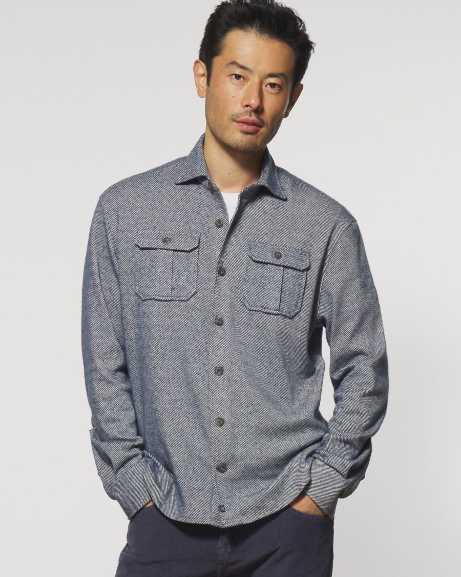 Men johnnie-O Jackets | Carl Stretch Flannel Lodge Shirt Twilight