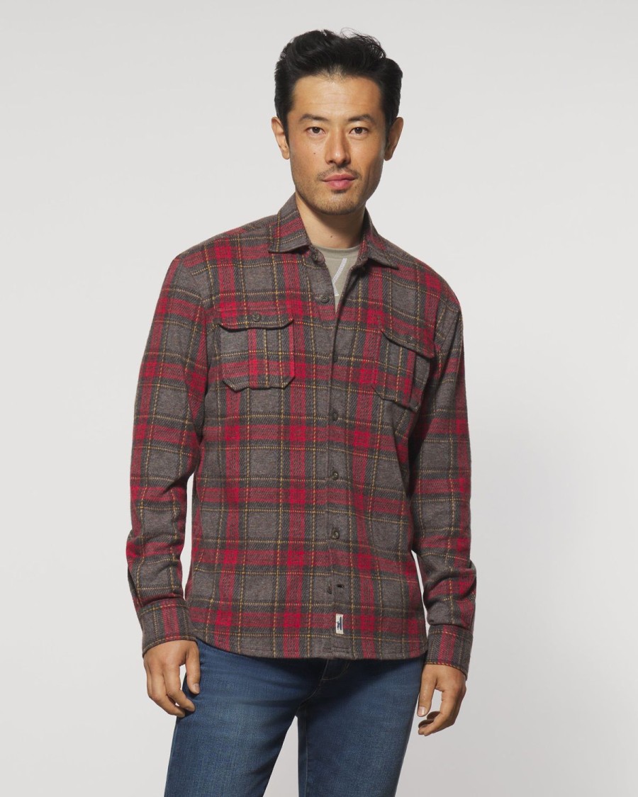 Men johnnie-O Jackets | Walton Stretch Flannel Lodge Shirt Charcoal