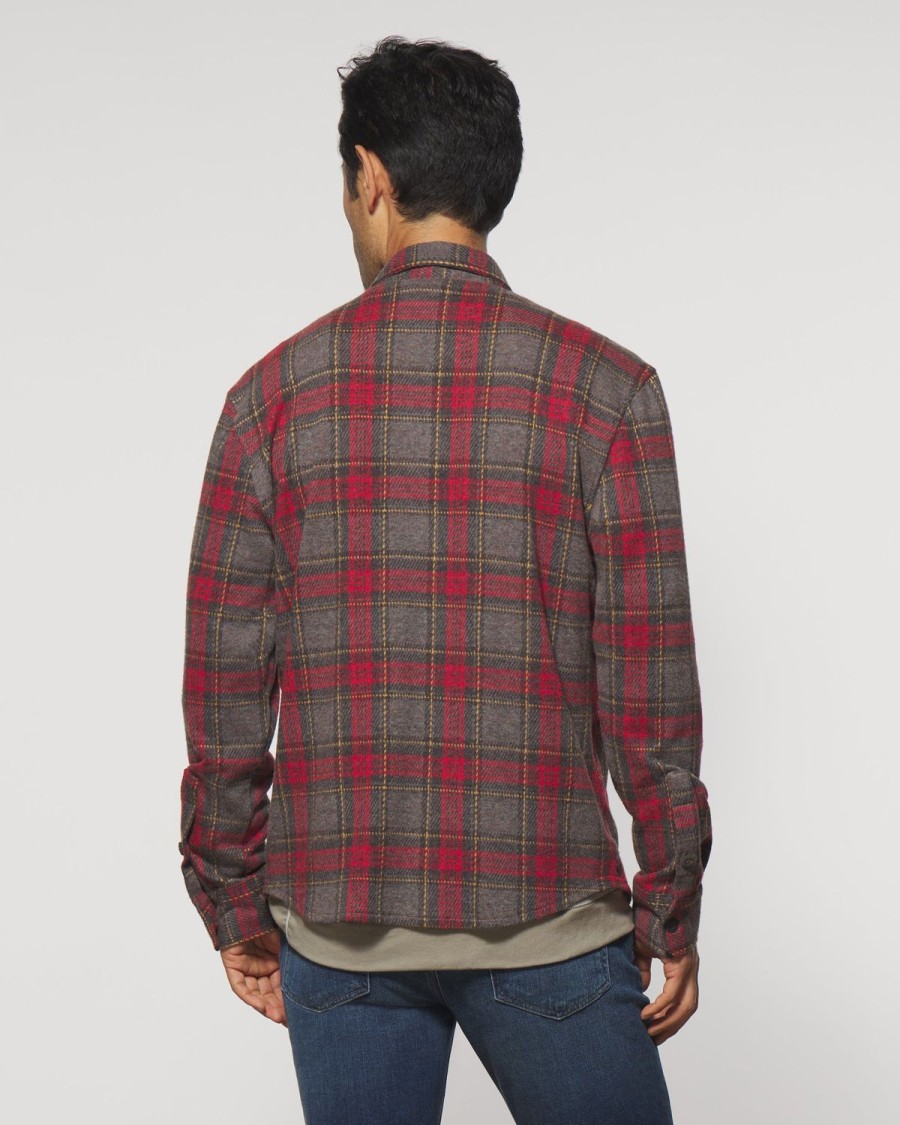 Men johnnie-O Jackets | Walton Stretch Flannel Lodge Shirt Charcoal