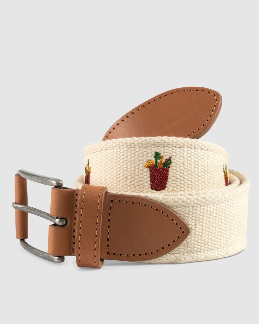 Men johnnie-O Belts | Bloody Mary Embroidered Belt Light Khaki