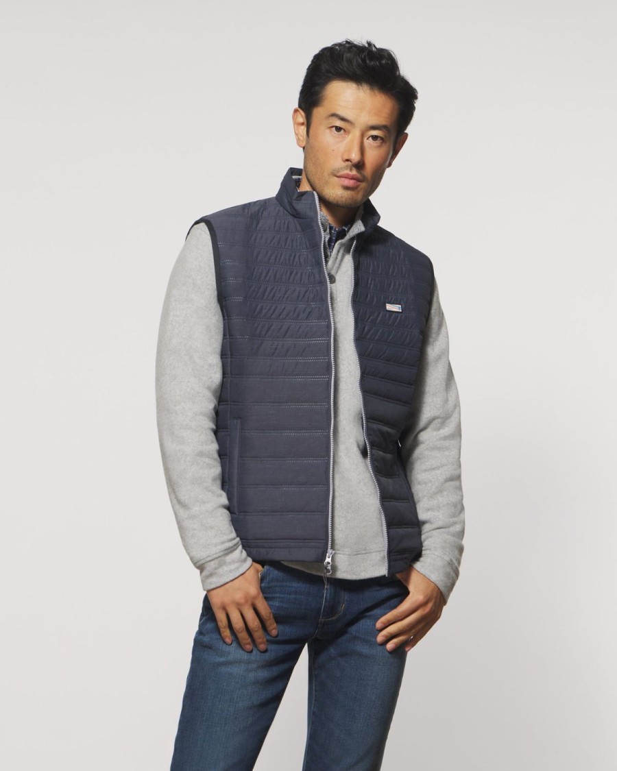 Men johnnie-O Vests | Ocracoke Printed Quilted Puffer Vest Black