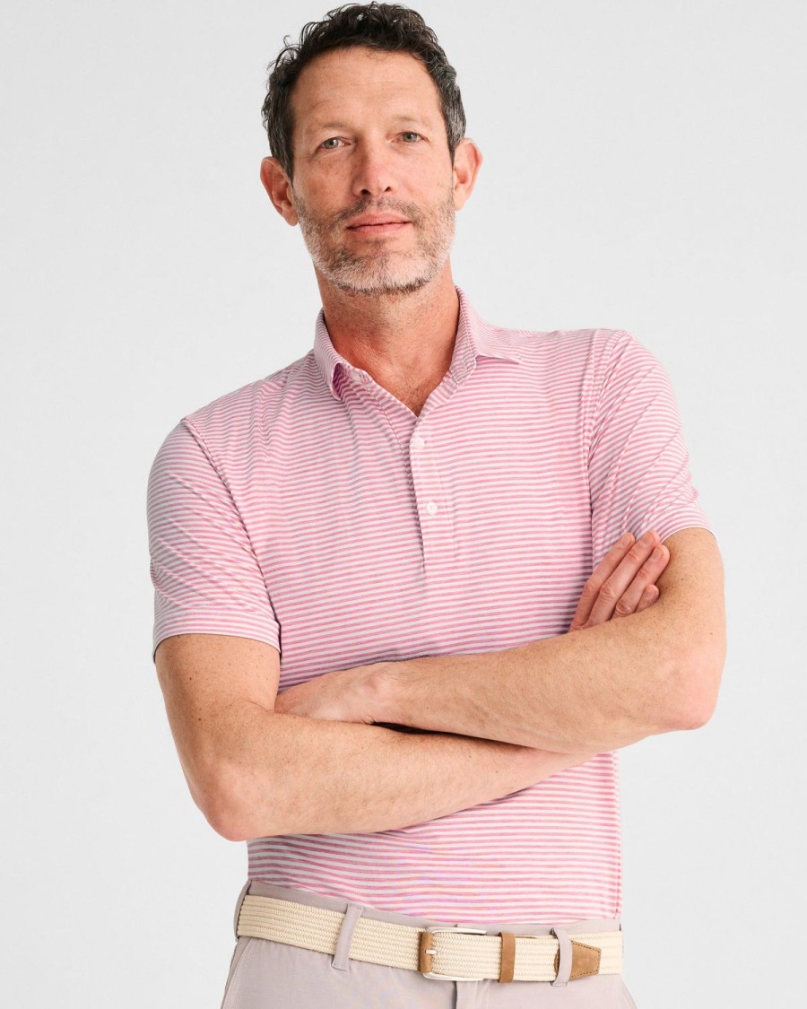 Men johnnie-O Polos | Seymour Striped Featherweight Performance Polo Azalea