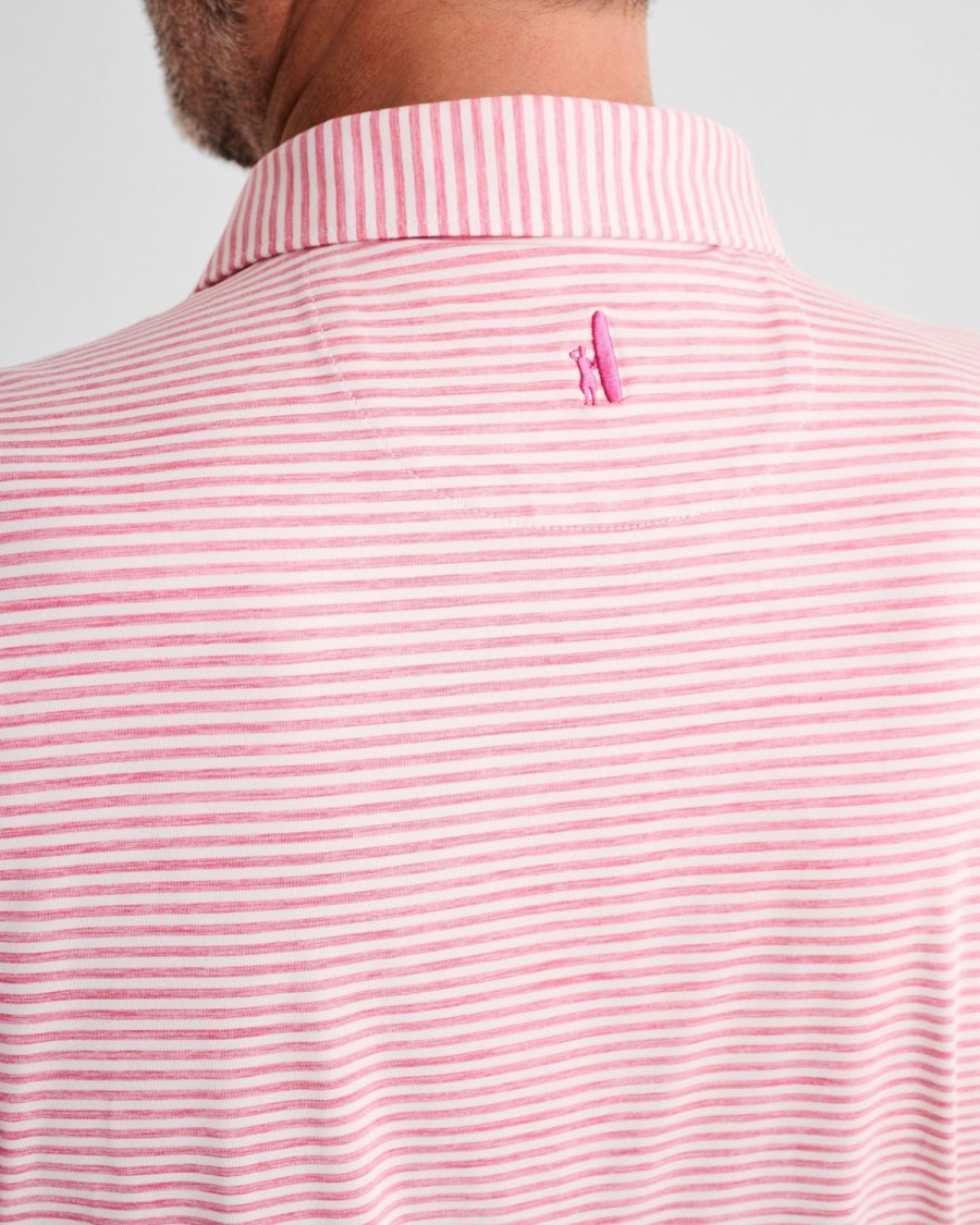 Men johnnie-O Polos | Seymour Striped Featherweight Performance Polo Azalea