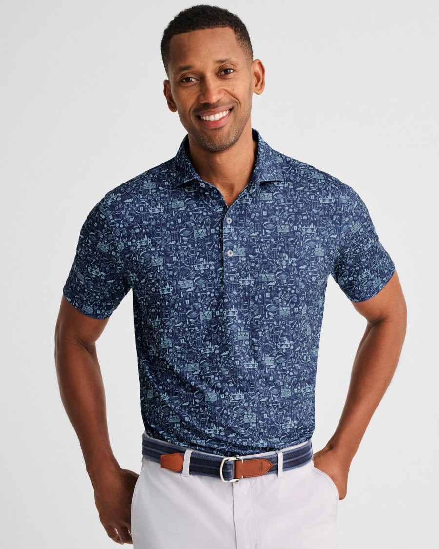 Men johnnie-O Polos | Tailgater 2.0 Printed Jersey Performance Polo Lake