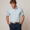 Men johnnie-O Polos | Barton Striped Top Shelf Performance Polo Lake