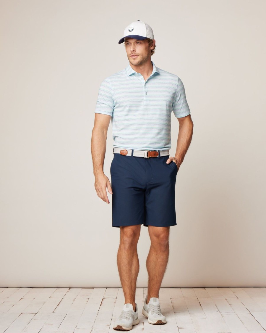 Men johnnie-O Polos | Barton Striped Top Shelf Performance Polo Lake